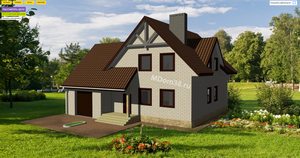 Популярный дизайн кровли и фасада 2025. Металлочерепица. Шоколад. Кирпич белый.